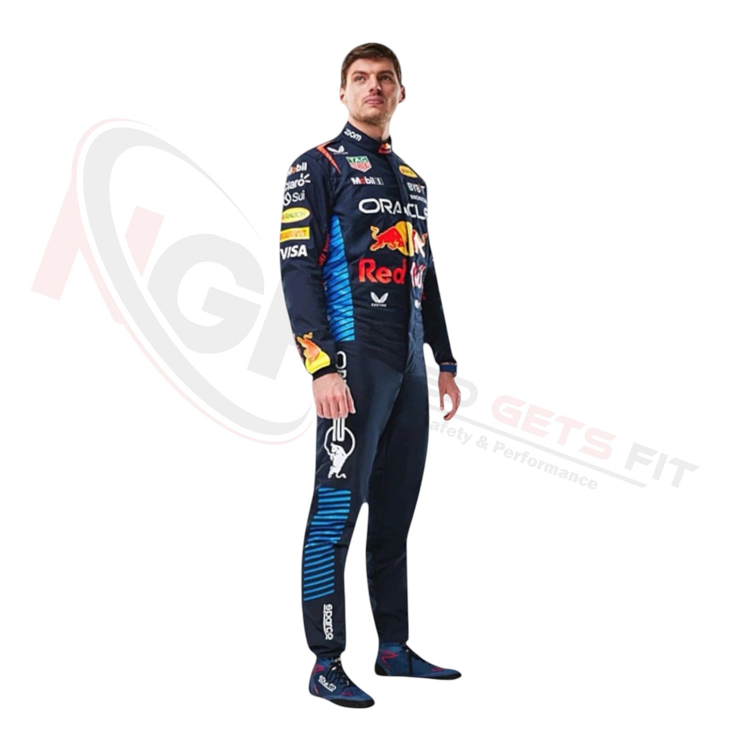 Max Verstappens Red Bull Honda F1-Rennanzug (Replika, 2024)