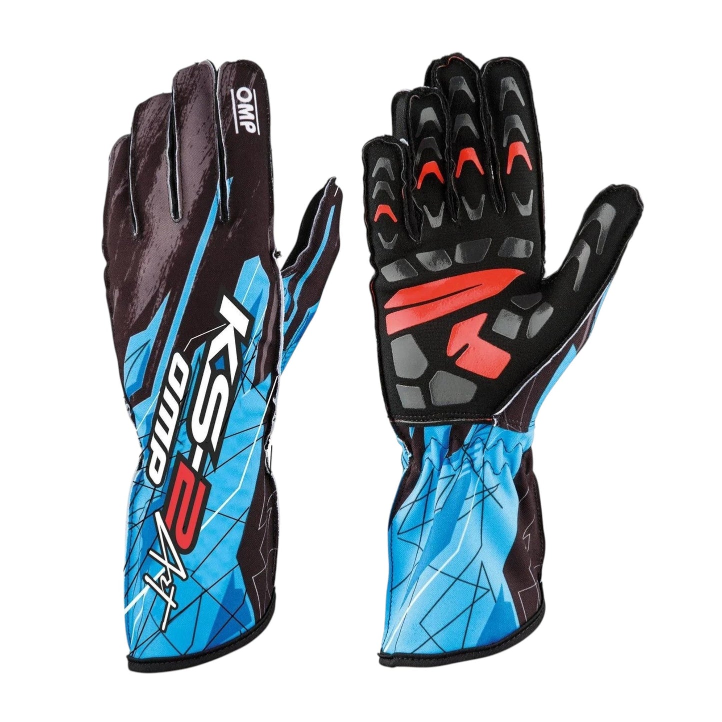 OMP KS-2 ART Kart Gloves Blue/White Design