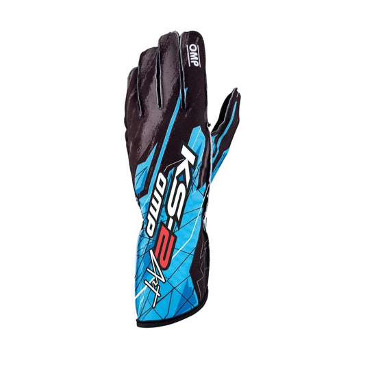 OMP KS-2 ART Kart Gloves Blue/White Design